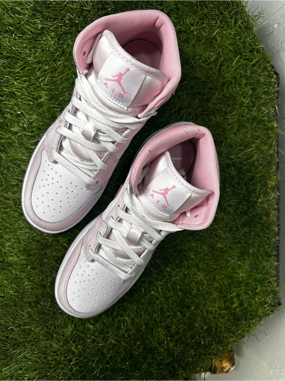 Nike Air Jordan 1 Mid White & Light Pink Sneakers - Picture 2 of 9